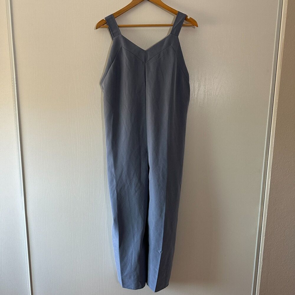 NWT Lanston Revolve Blue Jumpsuit Romper Tie Shoulder Straps Wide Leg Size Large